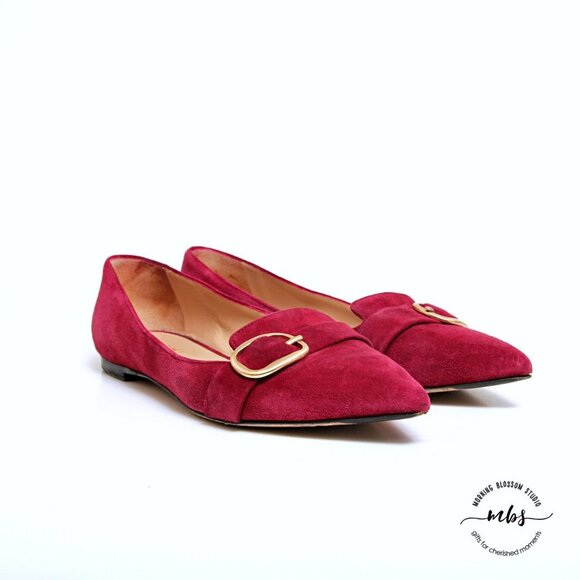 M. Gemi Suede Pointed Toe With Buckle Flats - Picture 13 of 15